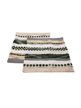 NWOT Unbranded 2 Pack Printed Zippered Pillow Covers Green Tan Gray 18"x18"